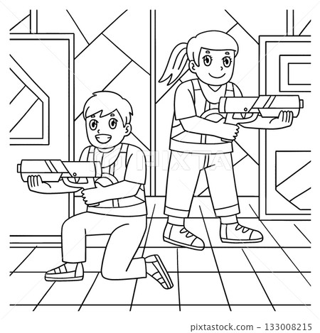 Laser Tag Children with Laser Tag Weapons Coloring Laser Tag Children with Laser Tag Weapons Coloring 133008215