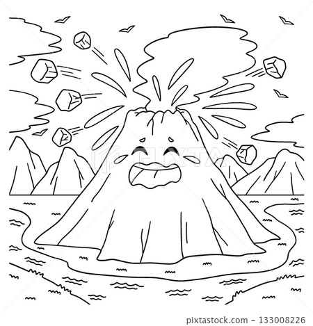 Crying Volcano Coloring Page for Kids  133008226