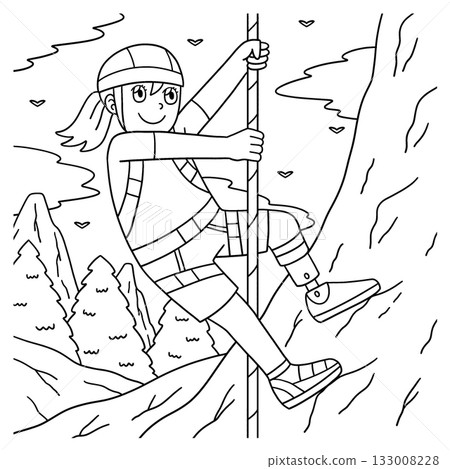 Inclusive and Adaptive Sports Girl in Climbing  133008228