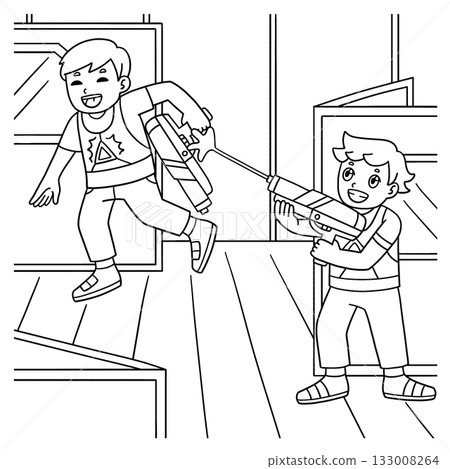 Laser Tag Boy Tagging an Opponent Coloring Page Laser Tag Boy Tagging an Opponent Coloring Page 133008264