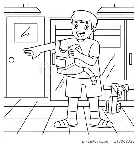 Laser Tag Boy Wearing Vest Coloring Page for Kids Laser Tag Boy Wearing Vest Coloring Page for Kids 133008325