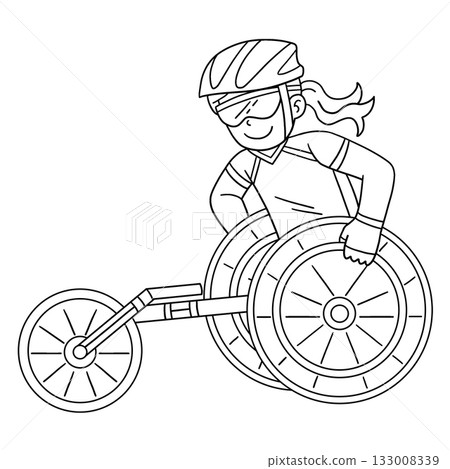 Girl doing Wheelchair Racing Isolated Coloring  133008339