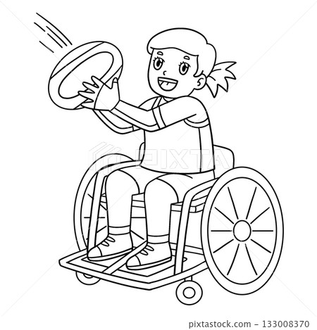 Girl in Wheelchair Playing Rugby Isolated Coloring Girl in Wheelchair Playing Rugby Isolated Coloring 133008370