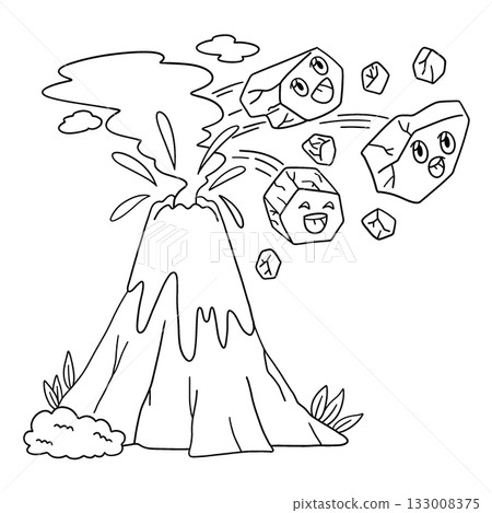 Lava Rocks Jumping out of a Volcano Isolated Lava Rocks Jumping out of a Volcano Isolated 133008375