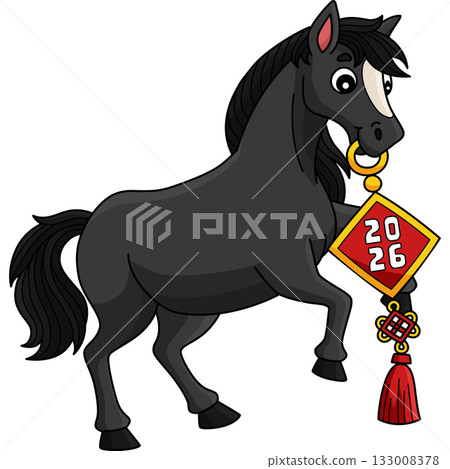 Year of the Horse Holding a Chinese Charm Clipart Year of the Horse Holding a Chinese Charm Clipart 133008378