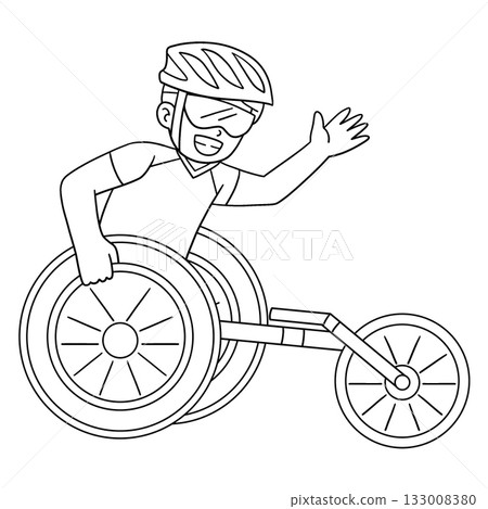 Boy doing Wheelchair Racing Isolated Coloring Page Boy doing Wheelchair Racing Isolated Coloring Page 133008380