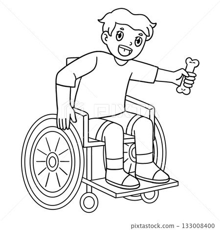 Boy in a Wheelchair Playing with a Dog Isolated  133008400