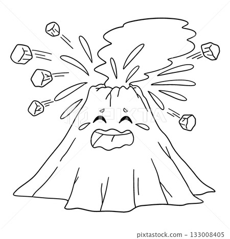 Crying Volcano Isolated Coloring Page for Kids  133008405