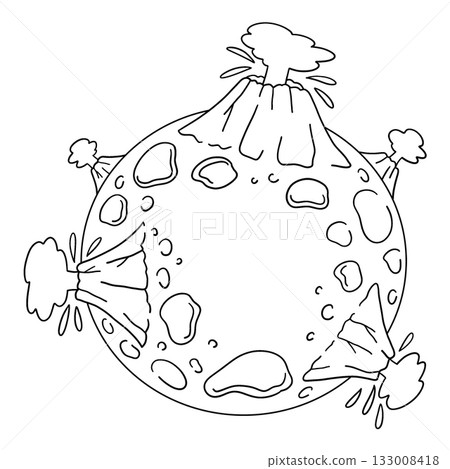 Volcano on Jupiter Moon Isolated Coloring Page  133008418