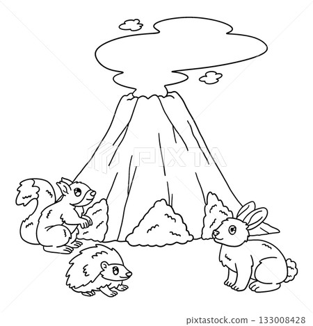 Animals at the foot of a Volcano Isolated Coloring Animals at the foot of a Volcano Isolated Coloring 133008428