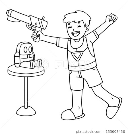 Laser Tag Boy Playing in the Living Room Isolated Laser Tag Boy Playing in the Living Room Isolated 133008438