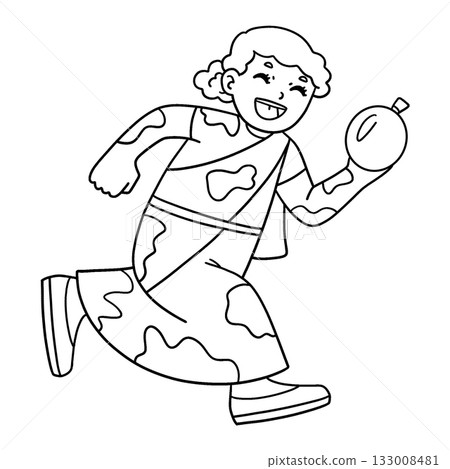 Holi Girl Playing with a Water Balloon Isolated  133008481