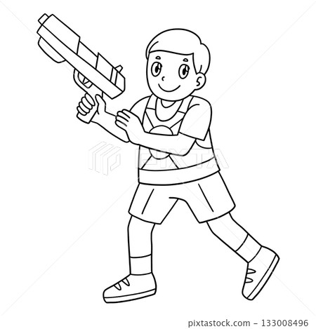 Laser Tag Boy Holding a Laser Tag Gun Isolated Laser Tag Boy Holding a Laser Tag Gun Isolated 133008496