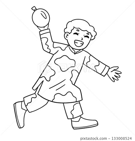 Holi Boy Playing with a Water Balloon Isolated Holi Boy Playing with a Water Balloon Isolated 133008524