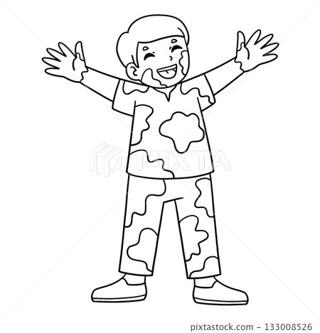 Holi Happy Boy Covered in Powder Isolated Coloring Holi Happy Boy Covered in Powder Isolated Coloring 133008526