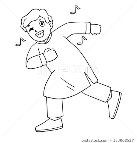 Holi Boy Dancing Isolated Coloring Page for Kids Holi Boy Dancing Isolated Coloring Page for Kids 133008527