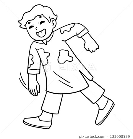 Holi Happy Boy Covered in Powder Isolated Coloring Holi Happy Boy Covered in Powder Isolated Coloring 133008529