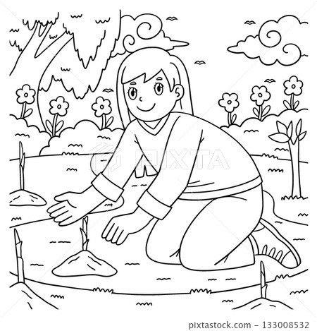Qingming Festival Girl Planting a Willow Branch Qingming Festival Girl Planting a Willow Branch 133008532