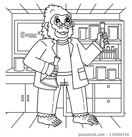 Gorilla Scientist at the Lab Animal Coloring Page Gorilla Scientist at the Lab Animal Coloring Page 133008550