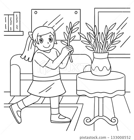 Qingming Festival Girl Decorating Coloring Page Qingming Festival Girl Decorating Coloring Page 133008552