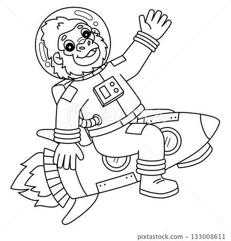 Gorilla in Space Isolated Coloring Page for Kids Gorilla in Space Isolated Coloring Page for Kids 133008611