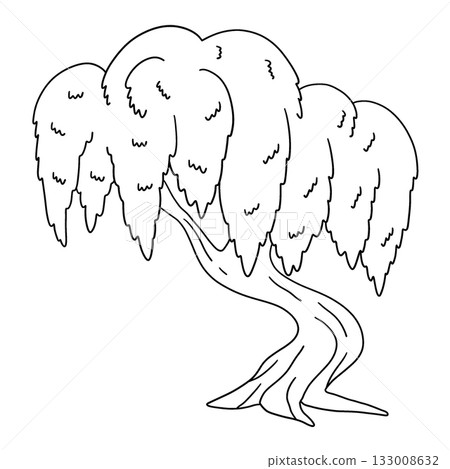 Qingming Festival Willow Tree Isolated Coloring Qingming Festival Willow Tree Isolated Coloring 133008632