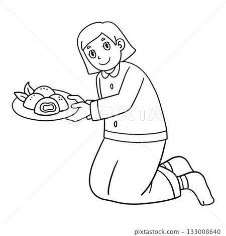 Qingming Festival Mom Serving Qingtuan Isolated Qingming Festival Mom Serving Qingtuan Isolated 133008640