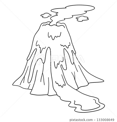 Lava Flowing out of a Volcano Isolated Coloring Lava Flowing out of a Volcano Isolated Coloring 133008649