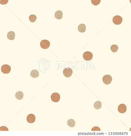 Seamless pattern with irregular polka dots painted with gouache for textiles  133008870