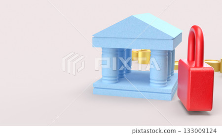 The Bank and Red Key for Business concept 3d Rendering. 133009124