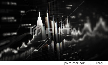 AI金融期貨市場資料視覺化 - 黑白抽象圖表背景 133009210