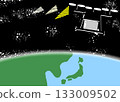 Illustration of Japan, Earth, space and drone. 133009502