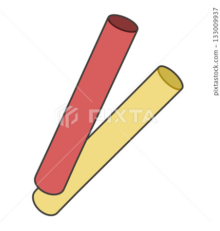 Illustration of two batons (red and yellow) 133009937