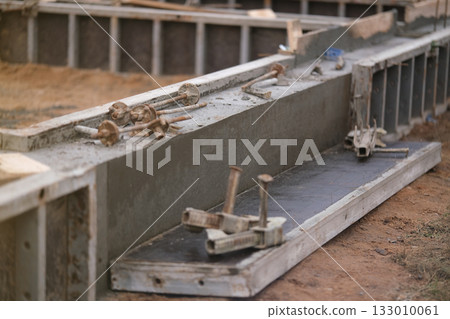 Concrete foundation close-up. High quality photo 133010061