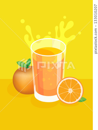 Orange juice, orange and orange slices stock illustration Orange juice, orange and orange slices stock illustration 133010207