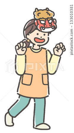 一位戴著惡魔面具的年輕幼兒園老師 133010381