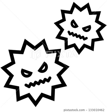 Cute virus illustration monochrome Cute virus illustration monochrome 133010462