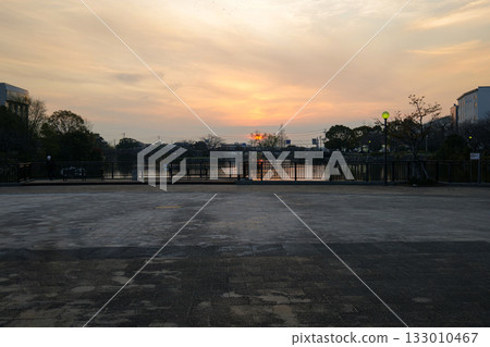 Beautiful sunset on a Japanese mountainside 133010467