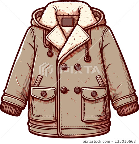 羊毛襯裡時尚外套的插圖 133010668