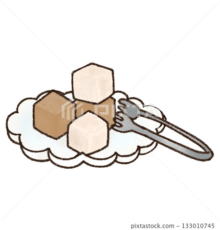 Hand-drawn sugar cube illustration / cafe material Hand-drawn sugar cube illustration / cafe material 133010745