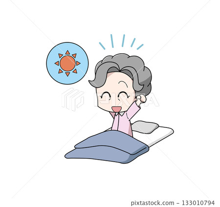 一位老婦人醒來後精神很好。 一位老婦人醒來後精神很好。 133010794