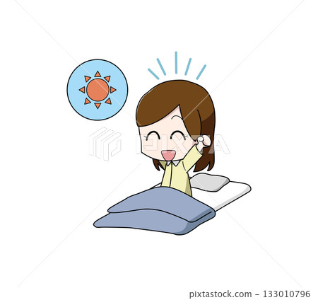 一位醒來狀態良好的女性的插圖 一位醒來狀態良好的女性的插圖 133010796