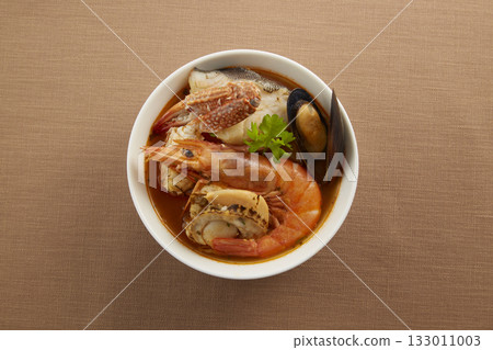 Bouillabaisse - a traditional seafood stew originating from Marseille, southern France 133011003