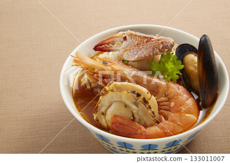 Bouillabaisse - a traditional seafood stew originating from Marseille, southern France 133011007