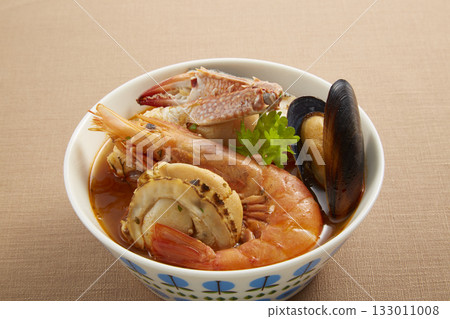 Bouillabaisse - a traditional seafood stew originating from Marseille, southern France Bouillabaisse - a traditional seafood stew originating from Marseille, southern France 133011008