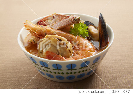 Bouillabaisse - a traditional seafood stew originating from Marseille, southern France Bouillabaisse - a traditional seafood stew originating from Marseille, southern France 133011027