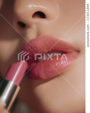 Asian woman applying lipstick 133011894