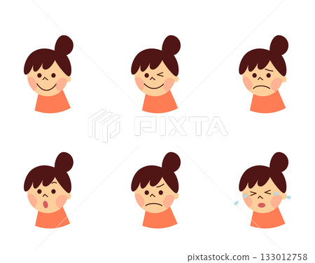 Female facial expression set Female facial expression set 133012758