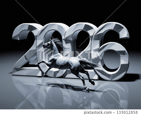 New Year's card material "2026 Year of the Horse (Horse and 2026)" 133012858