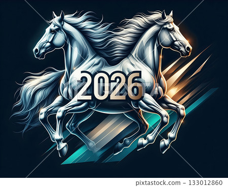 New Year's card material "2026 Year of the Horse (Horse and 2026)" New Year's card material "2026 Year of the Horse (Horse and 2026)" 133012860